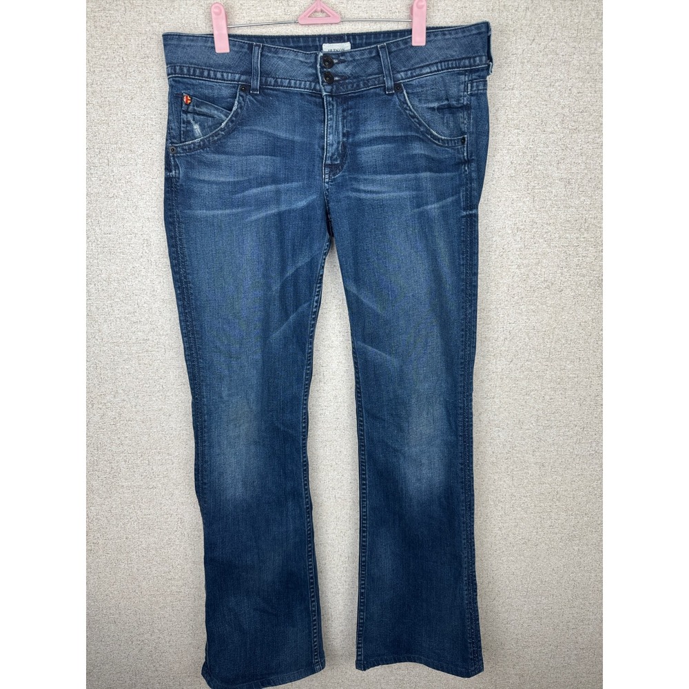 Y2K Hudson Jeans Medium Wash Low Rise Bootcut Flap Pocket Denim Made in USA 31